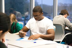 student in classroom